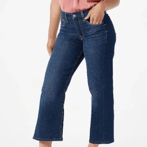 Jen 7 By 7 For All Mankind Kick Crop Dark Denim Jean Size 18 Stretch Casual Fall - Picture 9 of 9